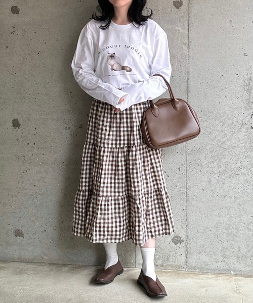 tunee（チュニー）の「キュートキャットリボンロンT／長袖Tシャツ(hsyd)（Tシャツ/カットソー・レディース・ホワイト・MEDIUM/LARGE）」の10枚目の写真