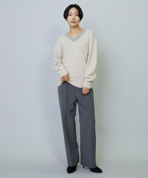 MOGA（モガ）の「ラクーンラメVネックニット（ニット/セーター・レディース・ベージュ・2）」の15枚目の写真
