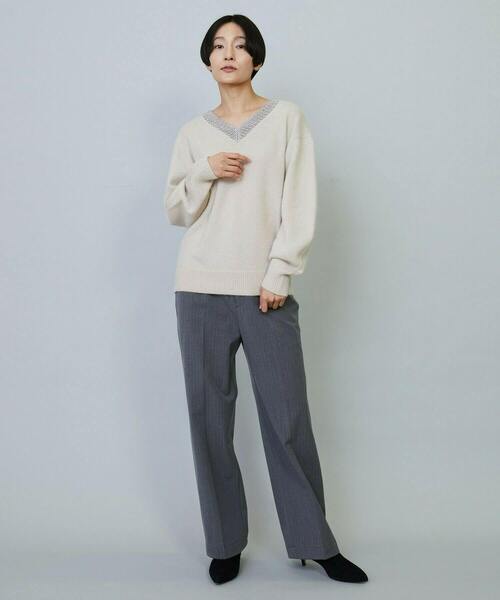 MOGA（モガ）の「ラクーンラメVネックニット（ニット/セーター・レディース・ベージュ・2）」の20枚目の写真