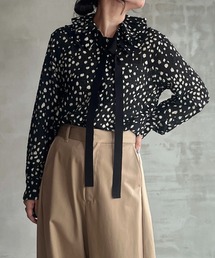 DOT PRINT FRILL COLLAR BLOUSE / ドット プリント フリル カラー ブラウス