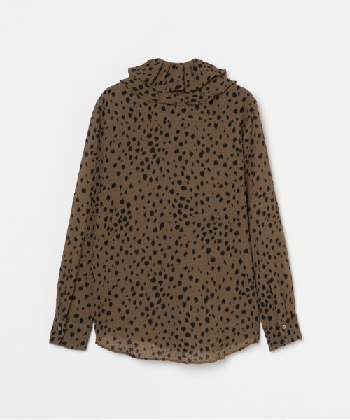 HELIOPOLE（エリオポール）の「DOT PRINT FRILL COLLAR  BLOUSE / ドット プリント フリル カラー ブラウス（シャツ/ブラウス・レディース・オリーブ/ブラック・38）」の5枚目の写真
