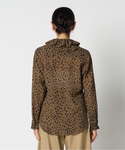 HELIOPOLE（エリオポール）の「DOT PRINT FRILL COLLAR  BLOUSE / ドット プリント フリル カラー ブラウス（シャツ/ブラウス・レディース・オリーブ/ブラック・38）」の12枚目の写真