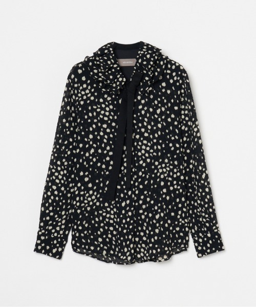 HELIOPOLE（エリオポール）の「DOT PRINT FRILL COLLAR  BLOUSE / ドット プリント フリル カラー ブラウス（シャツ/ブラウス・レディース・オリーブ/ブラック・38）」の3枚目の写真