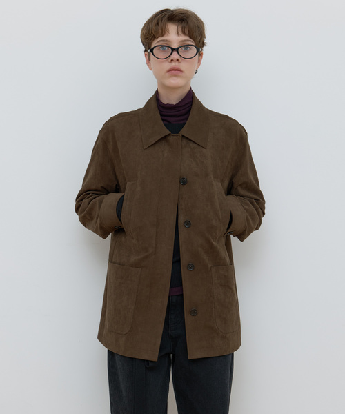 Majournee(マジョネ)の「SUEDE SINGLE HALF JACKET_BROWN(その他アウター・レディース・ブラウン・ONE SIZE)」の1枚目の写真