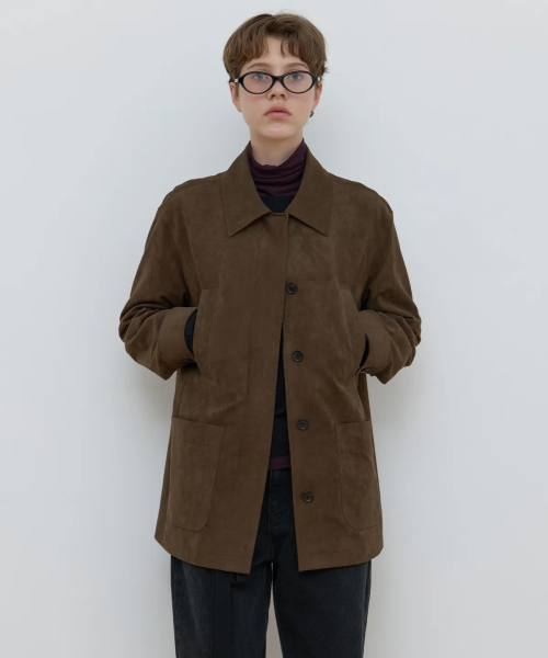 Majournee(マジョネ)の「SUEDE SINGLE HALF JACKET_BROWN(その他アウター・レディース・ブラウン・ONE SIZE)」の2枚目の写真