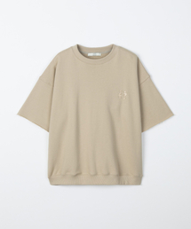 Half crewneck sweatshirt / BEIGE