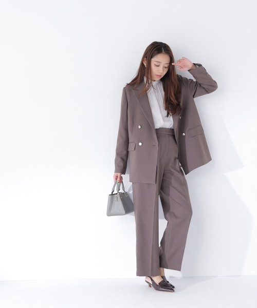 NATURAL BEAUTY BASIC（ナチュラルビューティーベーシック）の「＜CanCam10月号掲載＞ダブルブレスト SETUP ワイドパンツ（その他パンツ・レディース・ベージュ/ネイビー/ブラック系その他2/ブラウン・MEDIUM/SMALL）」の13枚目の写真