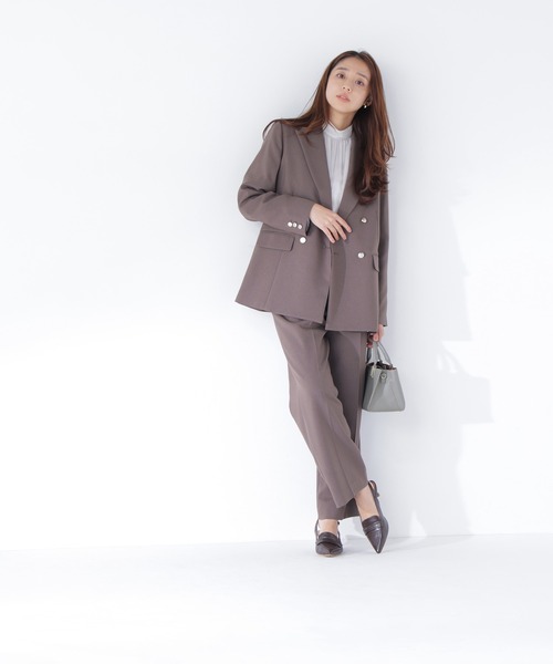 NATURAL BEAUTY BASIC（ナチュラルビューティーベーシック）の「＜CanCam10月号掲載＞ダブルブレスト SETUP ワイドパンツ（その他パンツ・レディース・ベージュ/ネイビー/ブラック系その他2/ブラウン・MEDIUM/SMALL）」の17枚目の写真