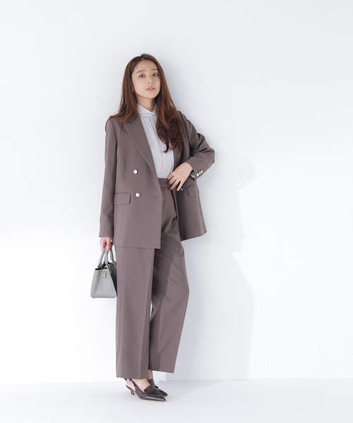 NATURAL BEAUTY BASIC（ナチュラルビューティーベーシック）の「＜CanCam10月号掲載＞ダブルブレスト SETUP ワイドパンツ（その他パンツ・レディース・ベージュ/ネイビー/ブラック系その他2/ブラウン・MEDIUM/SMALL）」の19枚目の写真