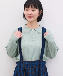 ぽんぽんニット　長袖ポロ