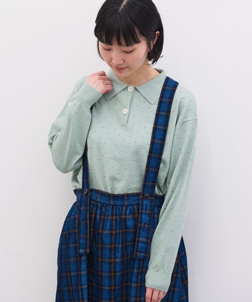 l'atelier du savon(アトリエドサボン)の「ぽんぽんニット 長袖ポロ(ニット/セーター・レディース・マルチ/ピンク/グリーン/チャコールグレー・FREE)」の18枚目の写真