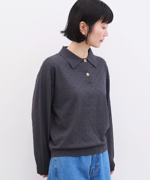 l'atelier du savon(アトリエドサボン)の「ぽんぽんニット 長袖ポロ(ニット/セーター・レディース・マルチ/ピンク/グリーン/チャコールグレー・FREE)」の14枚目の写真