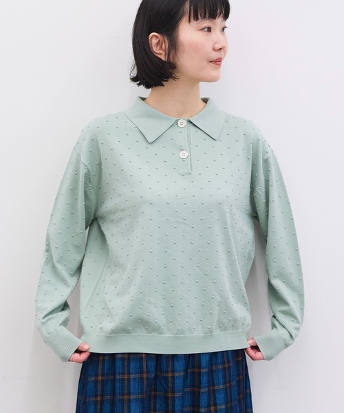 l'atelier du savon(アトリエドサボン)の「ぽんぽんニット 長袖ポロ(ニット/セーター・レディース・マルチ/ピンク/グリーン/チャコールグレー・FREE)」の21枚目の写真
