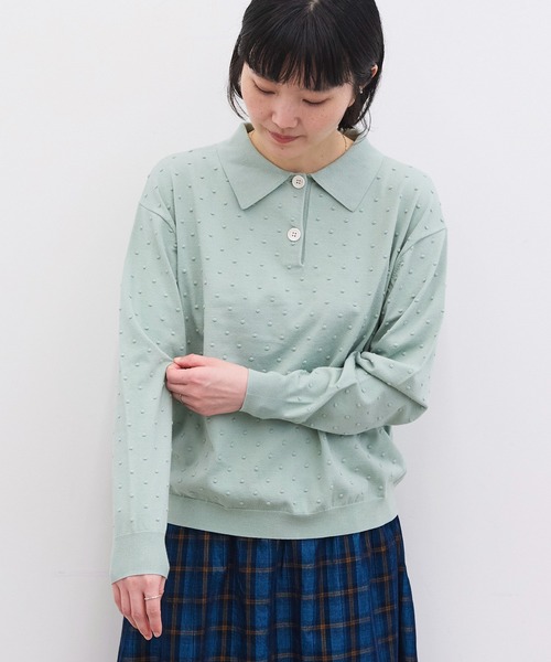 l'atelier du savon(アトリエドサボン)の「ぽんぽんニット 長袖ポロ(ニット/セーター・レディース・マルチ/ピンク/グリーン/チャコールグレー・FREE)」の19枚目の写真