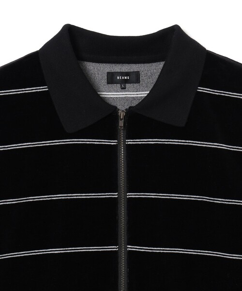BEAMS(ビームス)の「ベロア ボーダー ポロシャツ(ポロシャツ・メンズ・ブラック/バーガンディー・MEDIUM/SMALL/X-LARGE/LARGE)」の4枚目の写真