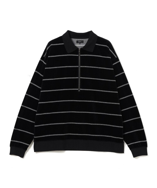 BEAMS(ビームス)の「ベロア ボーダー ポロシャツ(ポロシャツ・メンズ・ブラック/バーガンディー・MEDIUM/SMALL/X-LARGE/LARGE)」の5枚目の写真