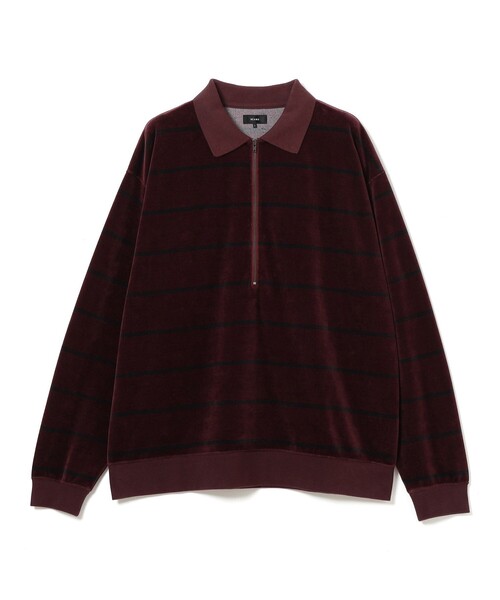 BEAMS(ビームス)の「ベロア ボーダー ポロシャツ(ポロシャツ・メンズ・ブラック/バーガンディー・MEDIUM/SMALL/X-LARGE/LARGE)」の8枚目の写真