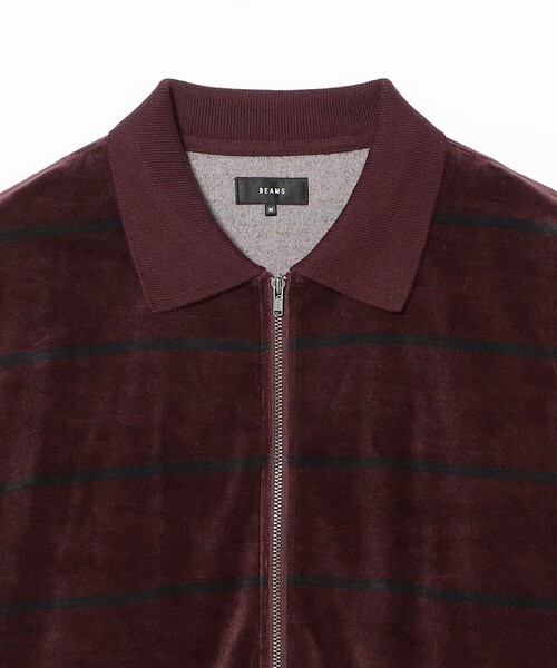 BEAMS(ビームス)の「ベロア ボーダー ポロシャツ(ポロシャツ・メンズ・ブラック/バーガンディー・MEDIUM/SMALL/X-LARGE/LARGE)」の15枚目の写真
