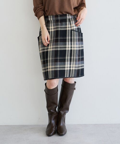 YECCA VECCA（イェッカヴェッカ）の「ビッグチェック柄スカート（スカート・レディース・ブラック/マルチ・M/S）」の21枚目の写真