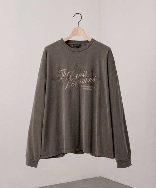 Alfred Alex（アルフレッドアレックス）の「【Alfred Alex】Cross Graphic L/S Tee / クロスグラフィック ヴィンテージライク ロンT（Tシャツ/カットソー・メンズ・レッド/ブラック系/オリーブ/ダークブラウン/ブラック・M/L）」の9枚目の写真