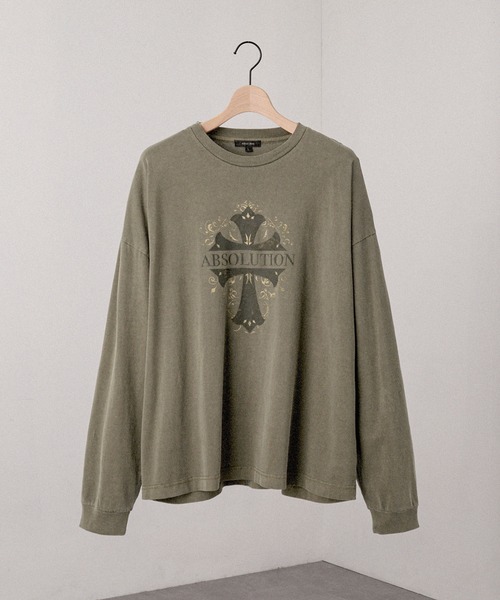 Alfred Alex（アルフレッドアレックス）の「【Alfred Alex】Cross Graphic L/S Tee / クロスグラフィック ヴィンテージライク ロンT（Tシャツ/カットソー・メンズ・レッド/ブラック系/オリーブ/ダークブラウン/ブラック・M/L）」の10枚目の写真