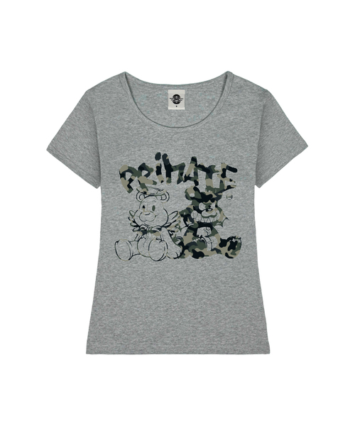 PRIMATE(プライメイト)の「CAMO DEMIE レディース Uネックスリムフィット半袖Tシャツ 5 COLORS(Tシャツ/カットソー・レディース・ミックスグレー/ホワイト/ブラック/ミント/ピンク・SMALL/MEDIUM)」の3枚目の写真