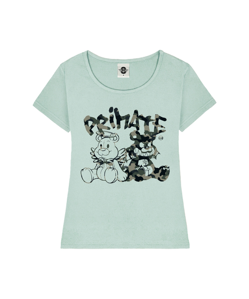 PRIMATE(プライメイト)の「CAMO DEMIE レディース Uネックスリムフィット半袖Tシャツ 5 COLORS(Tシャツ/カットソー・レディース・ミックスグレー/ホワイト/ブラック/ミント/ピンク・SMALL/MEDIUM)」の5枚目の写真