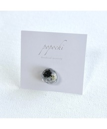 【popochi】【片耳用】ピアス レジンピアス モノトーン ドライフラワー ブラック ホワイト 上品(MA)