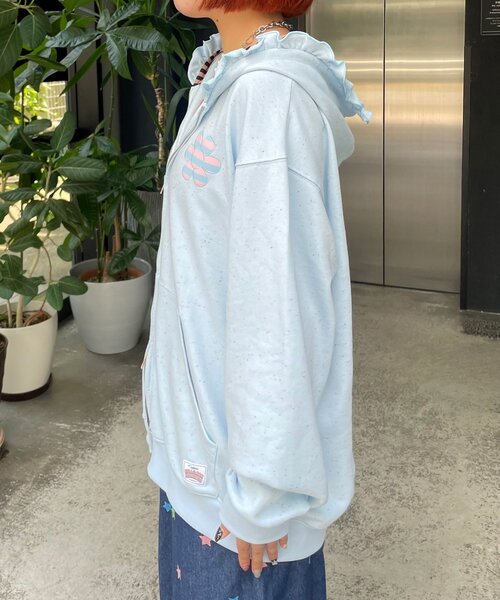 HELLO.SANFRANCISCO(ハローサンフランシスコ)の「【HELLO.SANFRANCISCO/ハローサンフランシスコ】ボーダーワッペンフリルジップネップフーディ(パーカー・レディース・アイボリー/ブルー/ピンク・ONE SIZE)」の19枚目の写真