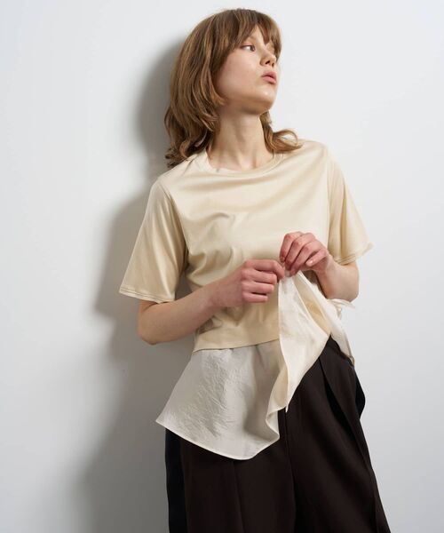 LANVIN en Bleu(ランバンオンブルー)の「アシンメヘムコンビカットソー(Tシャツ/カットソー・レディース・ブラック/ベージュ/オフホワイト・38)」の7枚目の写真
