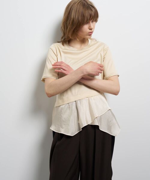 LANVIN en Bleu(ランバンオンブルー)の「アシンメヘムコンビカットソー(Tシャツ/カットソー・レディース・ブラック/ベージュ/オフホワイト・38)」の9枚目の写真