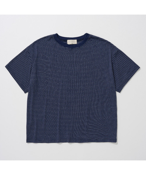 And Again(アンドアゲイン)の「クロップストライプTシャツ(Tシャツ/カットソー・メンズ・ブラック/ネイビー/ブラウン・FREE)」の3枚目の写真