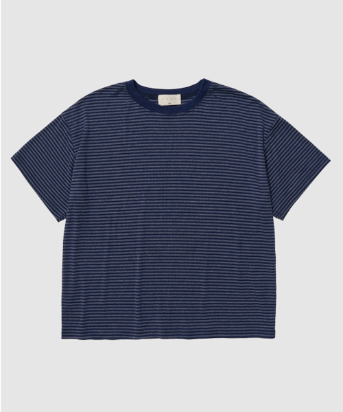 And Again(アンドアゲイン)の「クロップストライプTシャツ(Tシャツ/カットソー・メンズ・ブラック/ネイビー/ブラウン・FREE)」の8枚目の写真