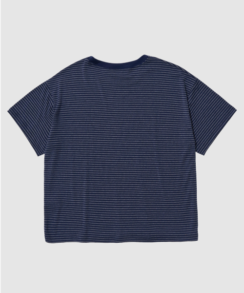 And Again(アンドアゲイン)の「クロップストライプTシャツ(Tシャツ/カットソー・メンズ・ブラック/ネイビー/ブラウン・FREE)」の9枚目の写真