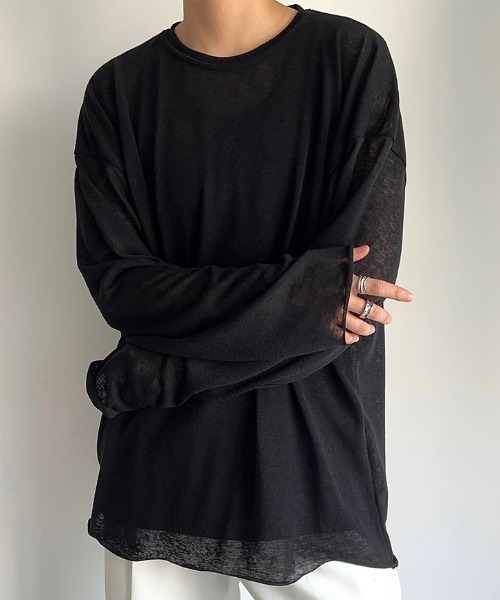 link lot（リンクロット）の「【26年秋冬新作アイテム】スラブ無地ロンT（Tシャツ/カットソー・メンズ・グレー/ブラック・M/L）」の4枚目の写真