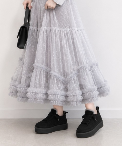 coca（ANDEX shoes product）（コカ）の「ふわふわボア 厚底 ひも靴 レースアップ スニーカー（スニーカー・レディース・ベージュ/ブラック・LARGE）」の20枚目の写真