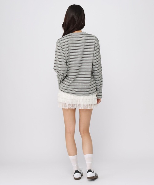 ALAND(エーランド)の「【UNISEX】ALAND/ボーダーヘンリーロングスリーブ(Tシャツ/カットソー・レディース・ブラウン/グレー・SMALL/LARGE)」の5枚目の写真