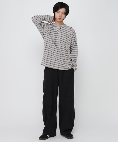 ALAND(エーランド)の「【UNISEX】ALAND/ボーダーヘンリーロングスリーブ(Tシャツ/カットソー・レディース・ブラウン/グレー・SMALL/LARGE)」の10枚目の写真
