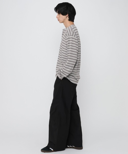 ALAND(エーランド)の「【UNISEX】ALAND/ボーダーヘンリーロングスリーブ(Tシャツ/カットソー・レディース・ブラウン/グレー・SMALL/LARGE)」の11枚目の写真