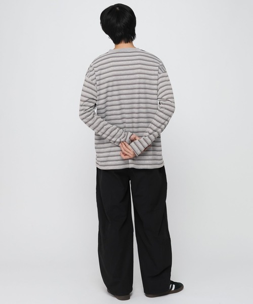 ALAND(エーランド)の「【UNISEX】ALAND/ボーダーヘンリーロングスリーブ(Tシャツ/カットソー・レディース・ブラウン/グレー・SMALL/LARGE)」の12枚目の写真