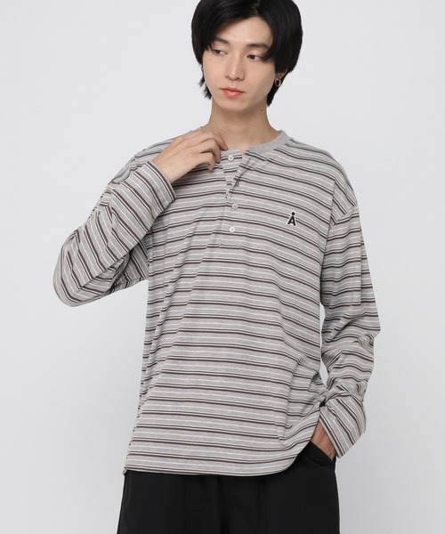 ALAND(エーランド)の「【UNISEX】ALAND/ボーダーヘンリーロングスリーブ(Tシャツ/カットソー・レディース・ブラウン/グレー・SMALL/LARGE)」の15枚目の写真
