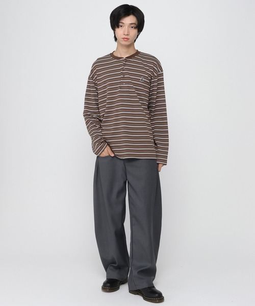 ALAND(エーランド)の「【UNISEX】ALAND/ボーダーヘンリーロングスリーブ(Tシャツ/カットソー・レディース・ブラウン/グレー・SMALL/LARGE)」の19枚目の写真