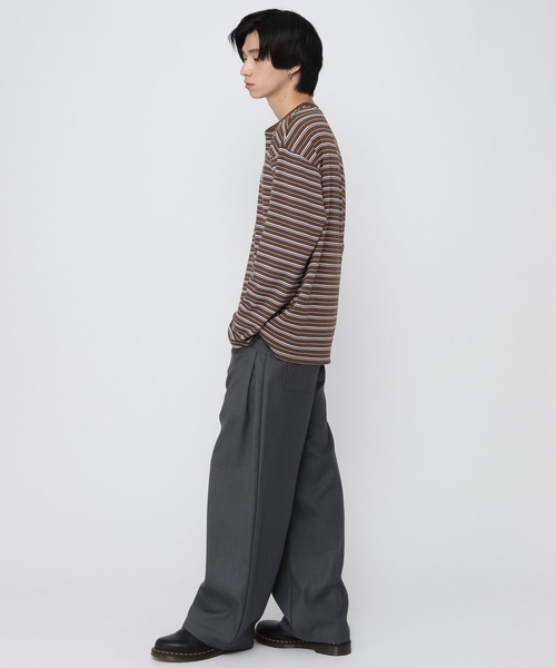 ALAND(エーランド)の「【UNISEX】ALAND/ボーダーヘンリーロングスリーブ(Tシャツ/カットソー・レディース・ブラウン/グレー・SMALL/LARGE)」の20枚目の写真