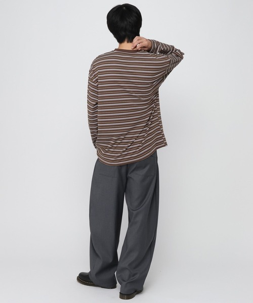ALAND(エーランド)の「【UNISEX】ALAND/ボーダーヘンリーロングスリーブ(Tシャツ/カットソー・レディース・ブラウン/グレー・SMALL/LARGE)」の21枚目の写真