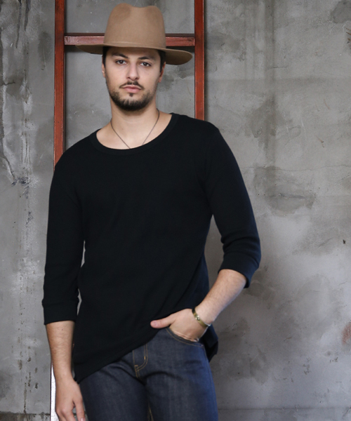 Magine（マージン）の「mlt1600 - Magine×CAMBIO Waffle Long Length 3/4 Sleeve Tee（Tシャツ/カットソー・メンズ・ホワイト/グレー/オートミール/ブラック・48(L)/44(S)/46(M)）」の3枚目の写真