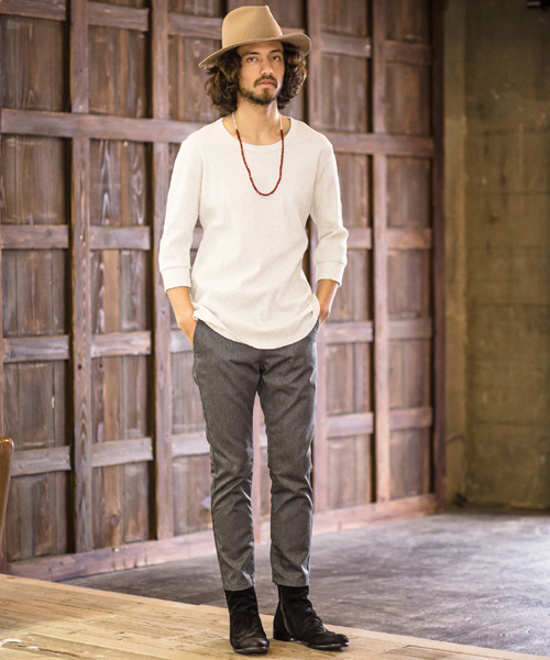 Magine（マージン）の「mlt1600 - Magine×CAMBIO Waffle Long Length 3/4 Sleeve Tee（Tシャツ/カットソー・メンズ・ホワイト/グレー/オートミール/ブラック・48(L)/44(S)/46(M)）」の5枚目の写真