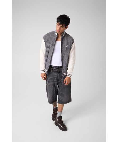 GUESS JEANS(ゲスジーンズ)の「GUESS JEANS Zip Bomber Sweater セーター(その他アウター・メンズ・グレー・X-LARGE/LARGE/MEDIUM/SMALL)」の4枚目の写真
