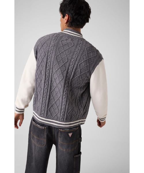 GUESS JEANS(ゲスジーンズ)の「GUESS JEANS Zip Bomber Sweater セーター(その他アウター・メンズ・グレー・X-LARGE/LARGE/MEDIUM/SMALL)」の2枚目の写真