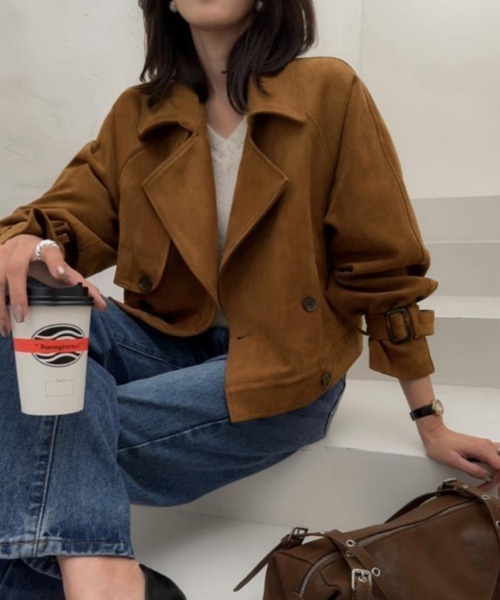 semplice(センプリチェ)の「ショートコート【韓国ファッション】(その他アウター・レディース・ブラウン・F)」の2枚目の写真