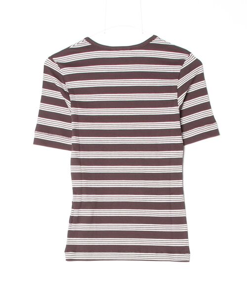 GANNI（ガニー）の「GANNI / ガニー：【レディース】Soft Cotton Rib Short Sleeve T-Shirt Stripe：A1050193[ANN]（Tシャツ/カットソー・レディース・ブラウン系その他・S）」の2枚目の写真